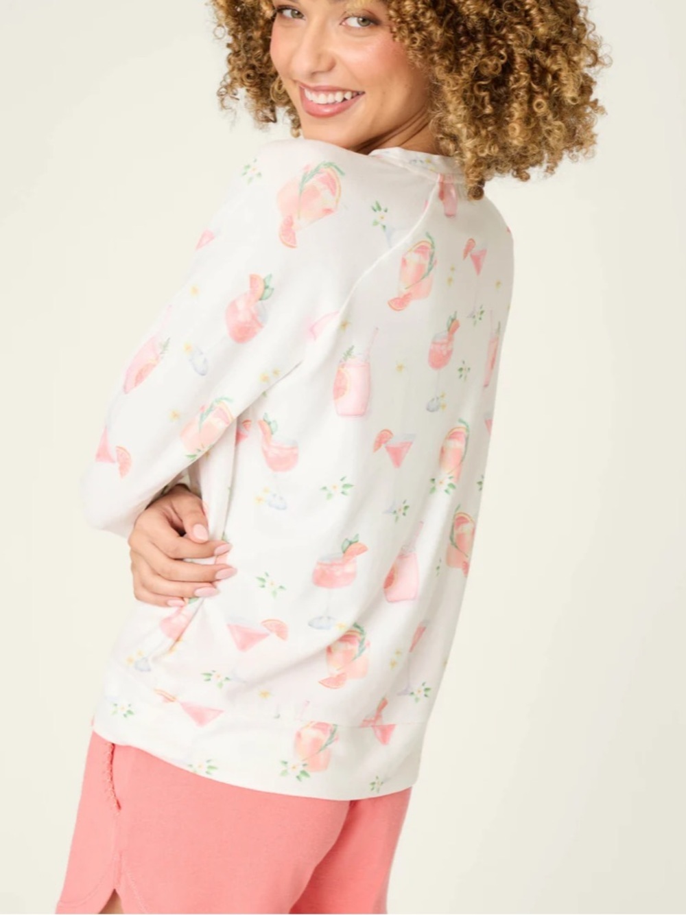 P.J. Salvage Paloma Mama Sweet Sips Long Sleeve Pajama Top Women’s Small NWT - Picture 3 of 9